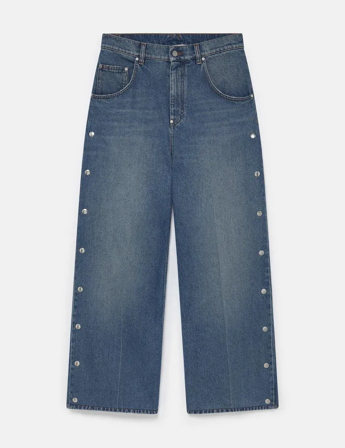 Stella McCartney Pants And Shorts Women PopperStudded Bootcut Denim Jeans Classic Wash Blue Denim Stella McCartney Pants And Shorts Women PopperStudded Bootcut Denim Jeans Classic Wash Blue Denim