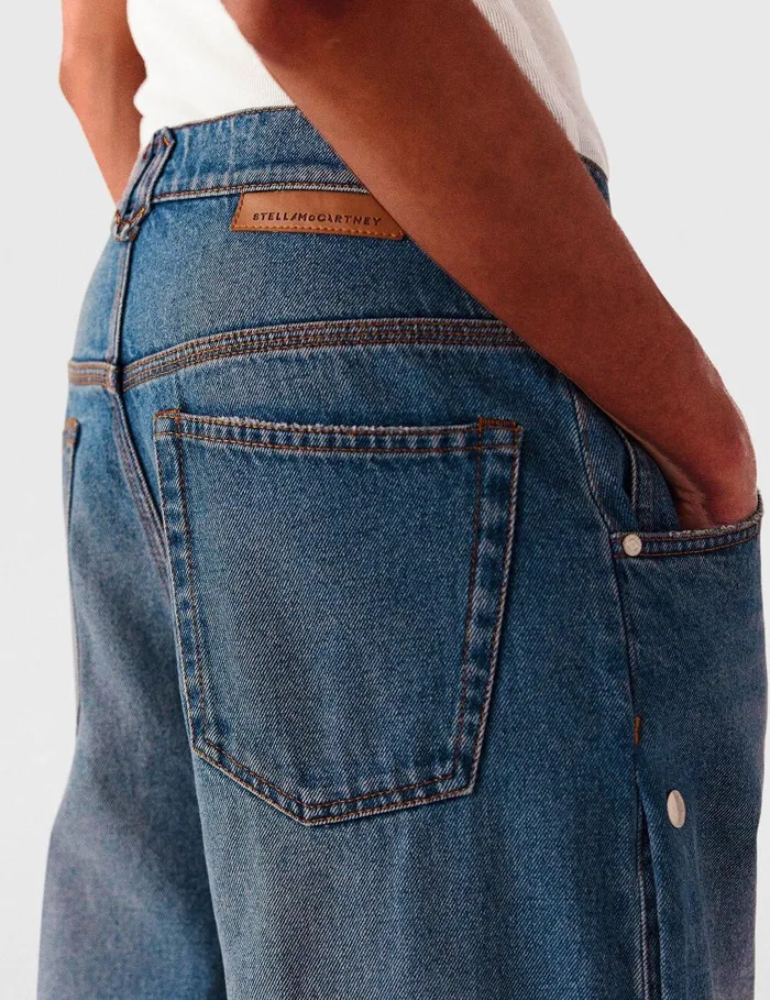 Stella McCartney Pants And Shorts Women PopperStudded Bootcut Denim Jeans Classic Wash Blue Denim