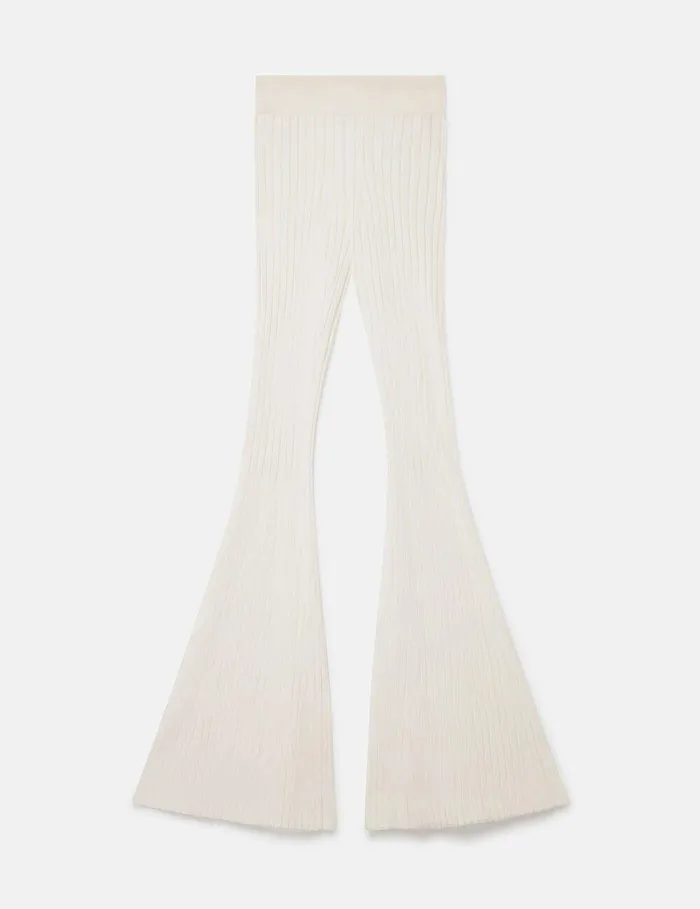 Stella McCartney Pants And Shorts Women Ribbed MidRise Flared Pants Pure White Stella McCartney Pants And Shorts Women Ribbed MidRise Flared Pants Pure White