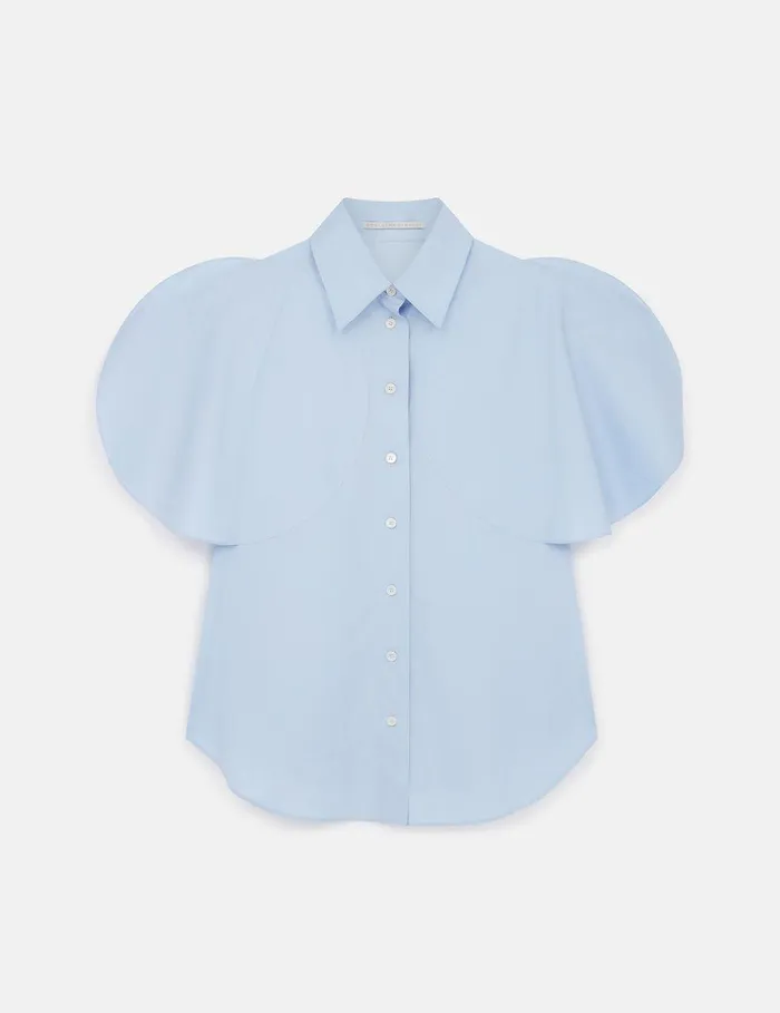 Stella McCartney Shirts And Tops Women Flared Short Sleeve Shirt Sky Blue