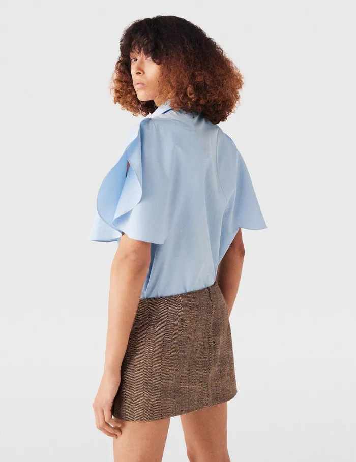 Stella McCartney Shirts And Tops Women Flared Short Sleeve Shirt Sky Blue Stella McCartney Shirts And Tops Women Flared Short Sleeve Shirt Sky Blue