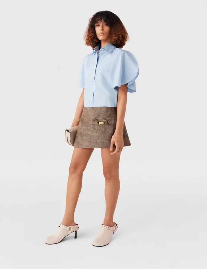 Stella McCartney Shirts And Tops Women Flared Short Sleeve Shirt Sky Blue Stella McCartney Shirts And Tops Women Flared Short Sleeve Shirt Sky Blue