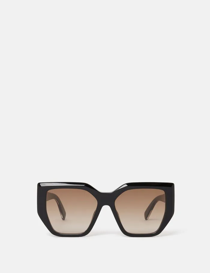 Stella McCartney Sunglasses Women Chunky Square CatEye Sunglasses Glossy Black Stella McCartney Sunglasses Women Chunky Square CatEye Sunglasses Glossy Black
