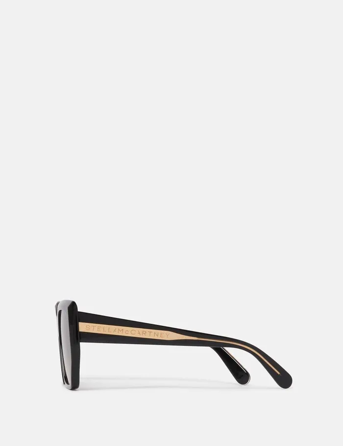 Stella McCartney Sunglasses Women Chunky Square CatEye Sunglasses Glossy Black