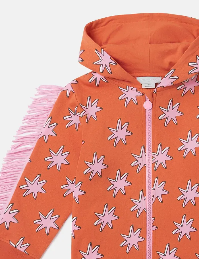 Stella McCartney Sweaters and Cardigans Kids Bright Stars Fringe Zipper Sweatshirt Multicolor Orange Stella McCartney Sweaters and Cardigans Kids Bright Stars Fringe Zipper Sweatshirt Multicolor Orange
