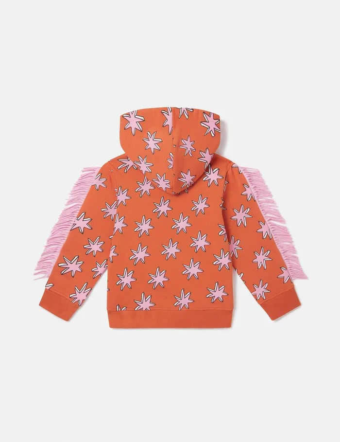 Stella McCartney Sweaters and Cardigans Kids Bright Stars Fringe Zipper Sweatshirt Multicolor Orange Stella McCartney Sweaters and Cardigans Kids Bright Stars Fringe Zipper Sweatshirt Multicolor Orange
