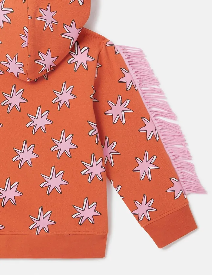 Stella McCartney Sweaters and Cardigans Kids Bright Stars Fringe Zipper Sweatshirt Multicolor Orange Stella McCartney Sweaters and Cardigans Kids Bright Stars Fringe Zipper Sweatshirt Multicolor Orange