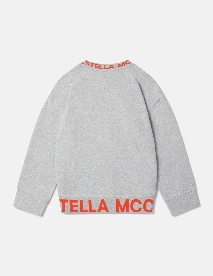 Stella McCartney Sweaters and Cardigans Kids Logo Tape Sweatshirt Grey Melange Stella McCartney Sweaters and Cardigans Kids Logo Tape Sweatshirt Grey Melange