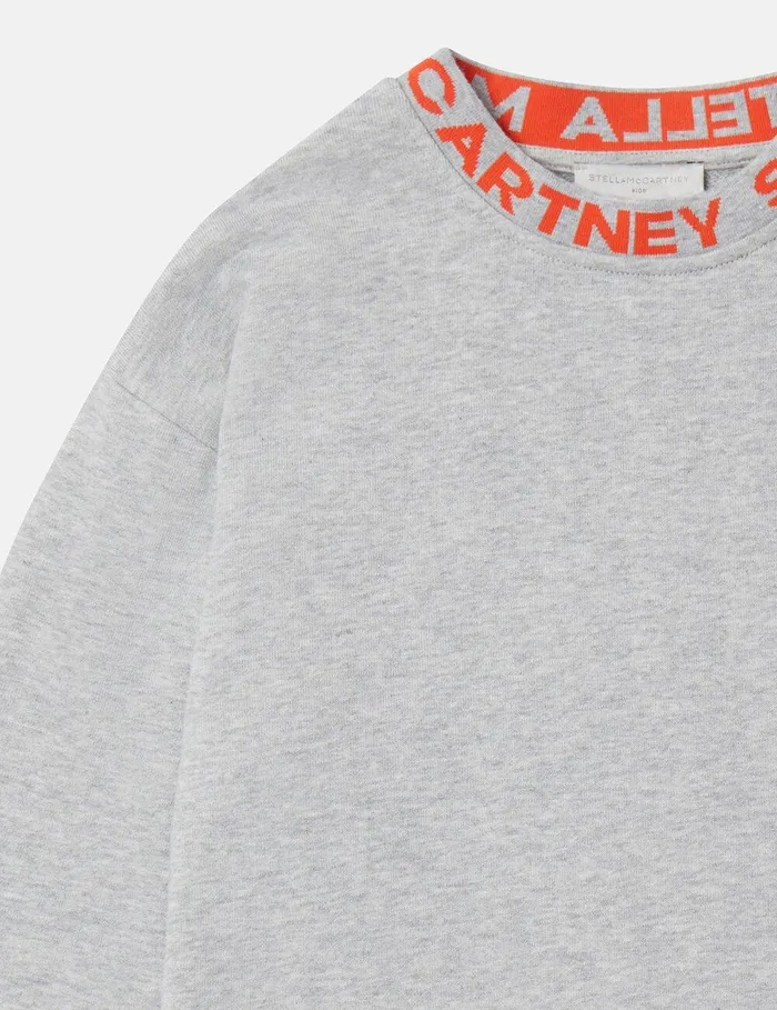 Stella McCartney Sweaters and Cardigans Kids Logo Tape Sweatshirt Grey Melange Stella McCartney Sweaters and Cardigans Kids Logo Tape Sweatshirt Grey Melange