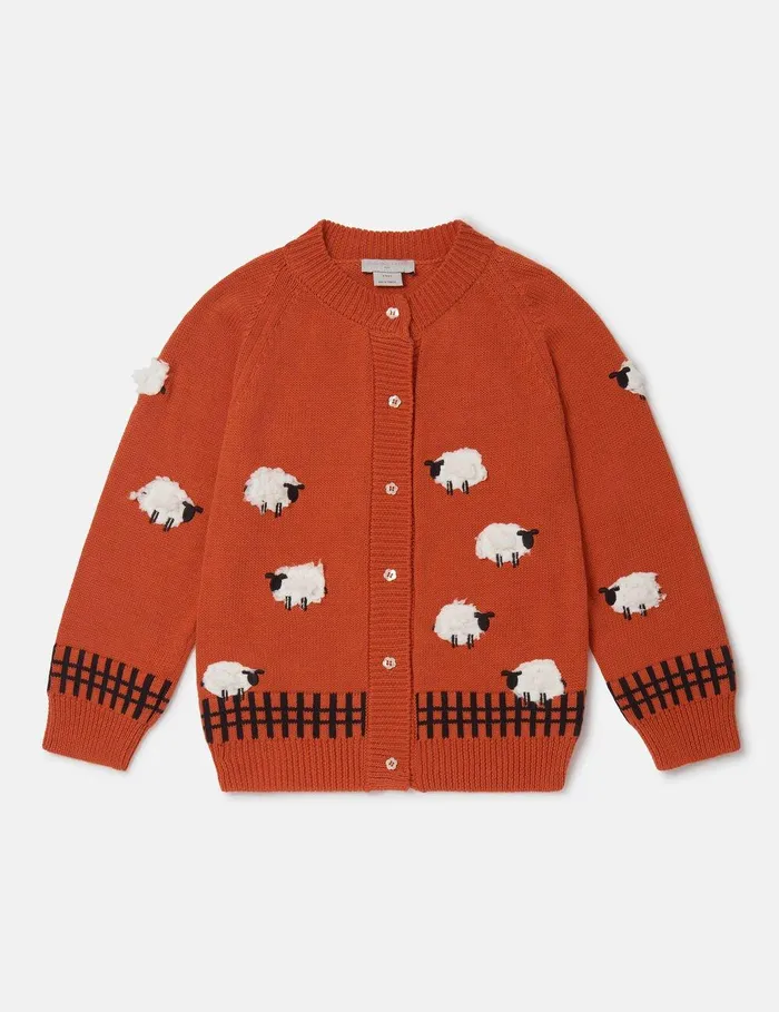 Stella McCartney Sweaters and Cardigans Kids Sheep Appliqu Cardigan Red