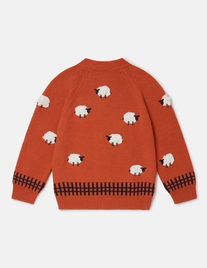 Stella McCartney Sweaters and Cardigans Kids Sheep Appliqu Cardigan Red