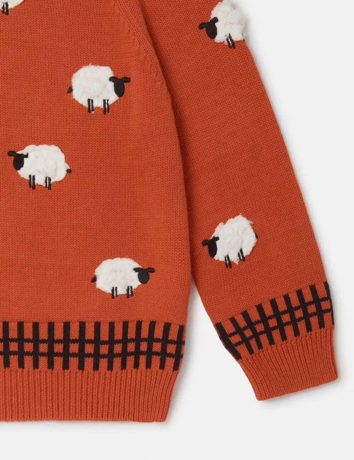 Stella McCartney Sweaters and Cardigans Kids Sheep Appliqu Cardigan Red