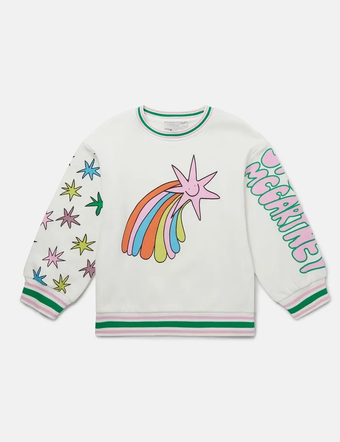 Stella McCartney Sweaters and Cardigans Kids Shooting Stars Graphic Sweatshirt Ivory Stella McCartney Sweaters and Cardigans Kids Shooting Stars Graphic Sweatshirt Ivory