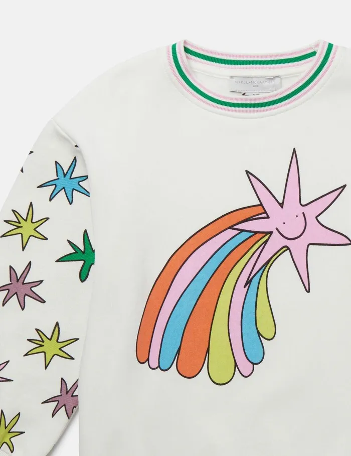 Stella McCartney Sweaters and Cardigans Kids Shooting Stars Graphic Sweatshirt Ivory
