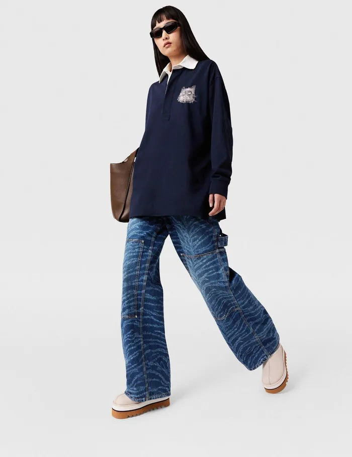 Stella McCartney Sweatshirts And TShirts Women CatEmbroidered Sweatshirt Dress Deep Navy Stella McCartney Sweatshirts And TShirts Women CatEmbroidered Sweatshirt Dress Deep Navy