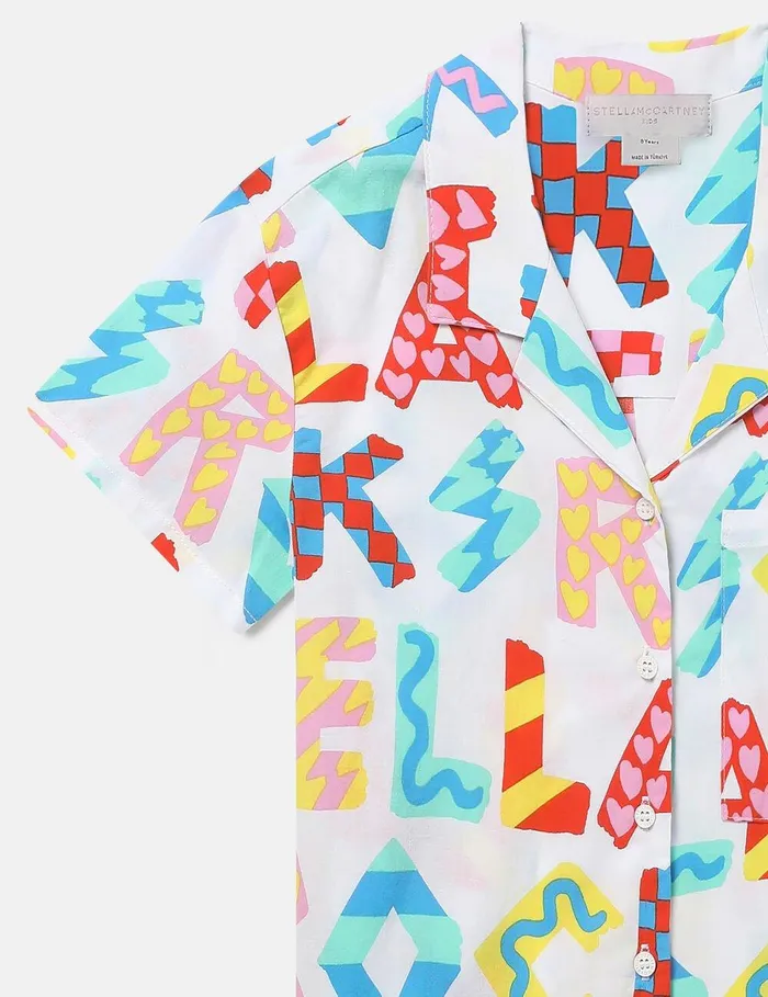 Stella McCartney TShirts And Tops Kids Stella Rocks Short Sleeve Shirt White Multicolour