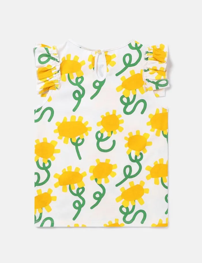 Stella McCartney TShirts And Tops Kids Sunflower Print Sleeveless Top Ivory Multicolour Stella McCartney TShirts And Tops Kids Sunflower Print Sleeveless Top Ivory Multicolour