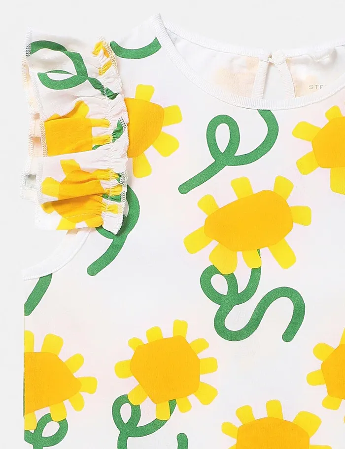 Stella McCartney TShirts And Tops Kids Sunflower Print Sleeveless Top Ivory Multicolour Stella McCartney TShirts And Tops Kids Sunflower Print Sleeveless Top Ivory Multicolour