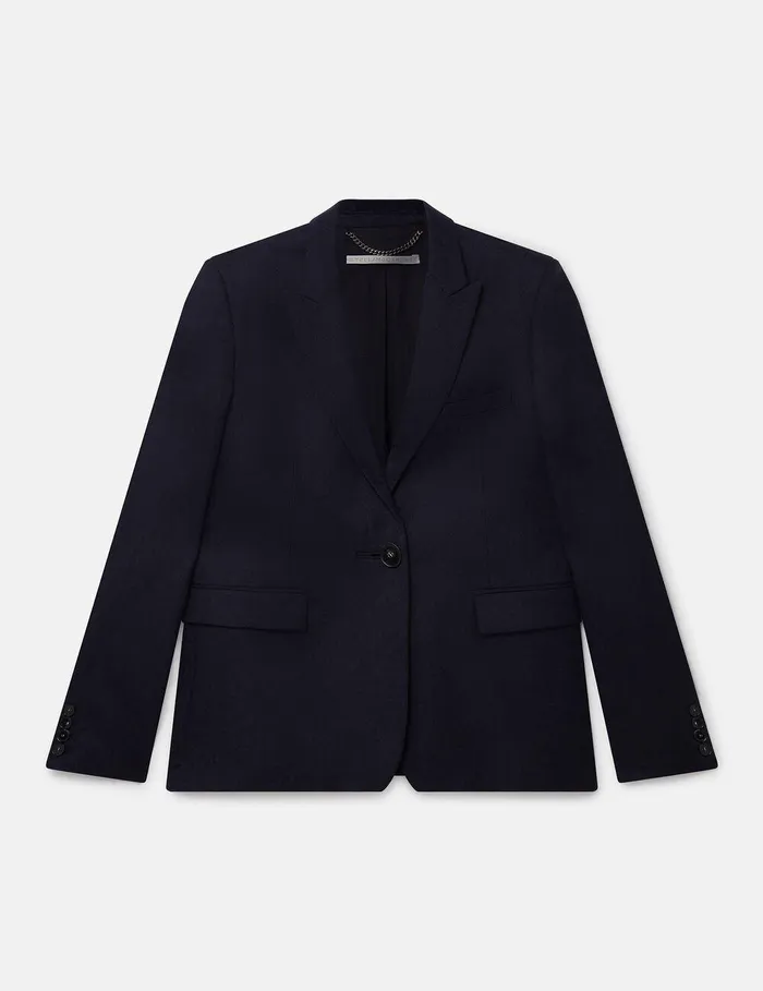 Stella McCartney Tailoring Women Single Breasted Wool Blazer Deep Navy
