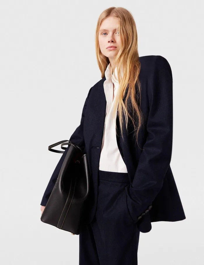 Stella McCartney Tailoring Women Single Breasted Wool Blazer Deep Navy Stella McCartney Tailoring Women Single Breasted Wool Blazer Deep Navy