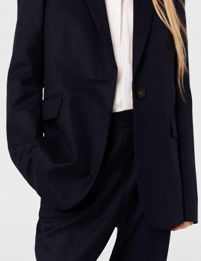 Stella McCartney Tailoring Women Single Breasted Wool Blazer Deep Navy Stella McCartney Tailoring Women Single Breasted Wool Blazer Deep Navy
