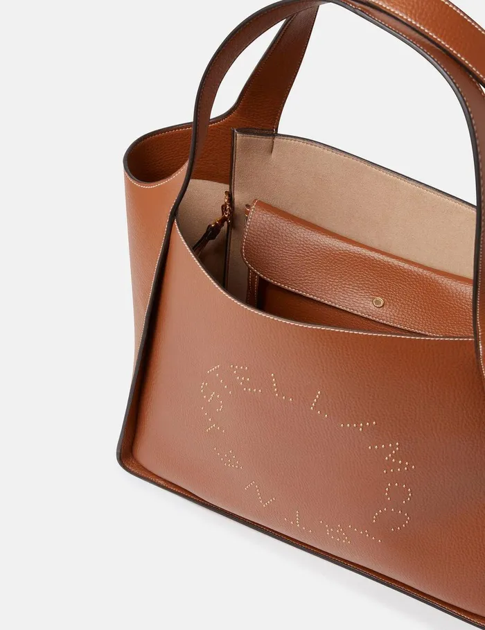 Stella McCartney Tote Bags Women Logo Large Tote Bag Pecan