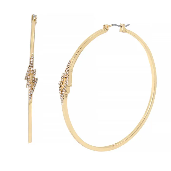 Steve Madden Hoop Earrings With Bolt Crystal Womens Jewelry