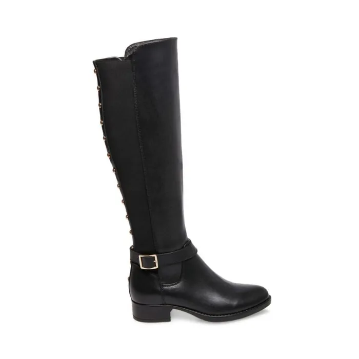 Steve Madden Jadine Black Leather Womens Boots