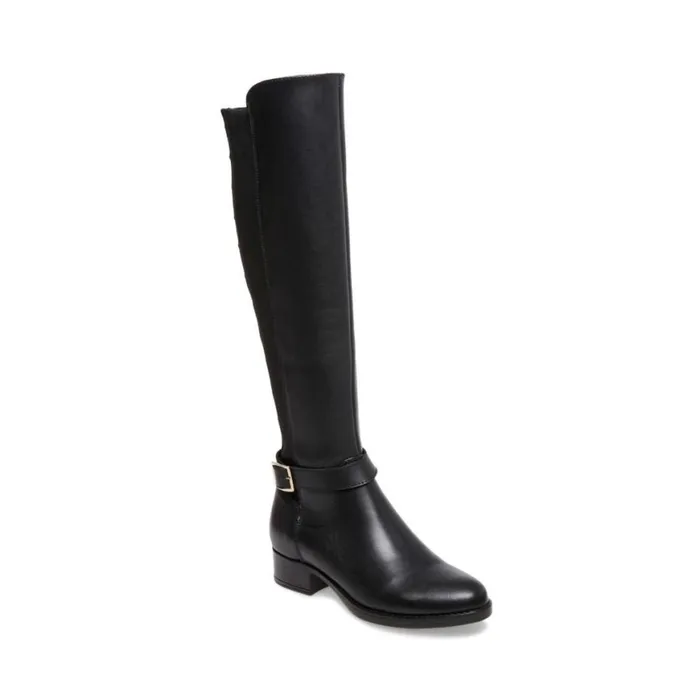 Steve Madden Jadine Black Leather Womens Boots