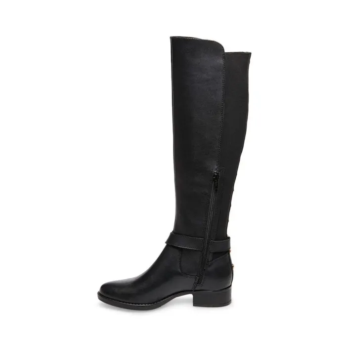 Steve Madden Jadine Black Leather Womens Boots
