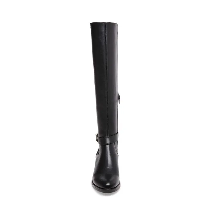 Steve Madden Jadine Black Leather Womens Boots