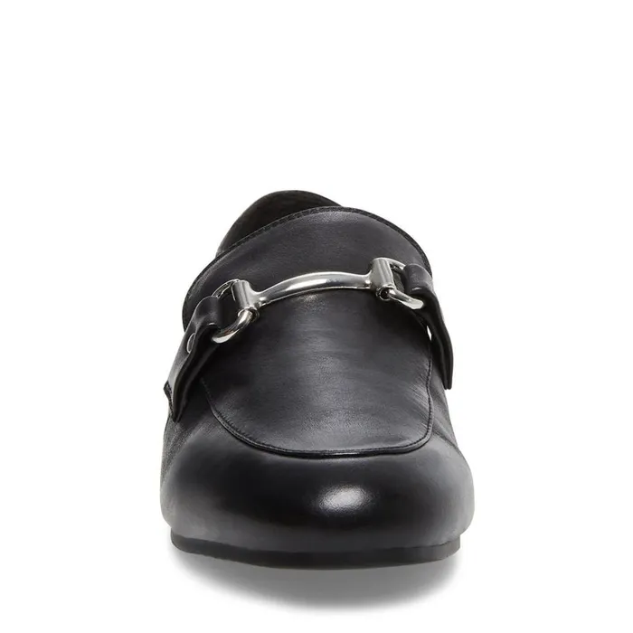 Steve Madden Kensley Black Leather Womens Flats