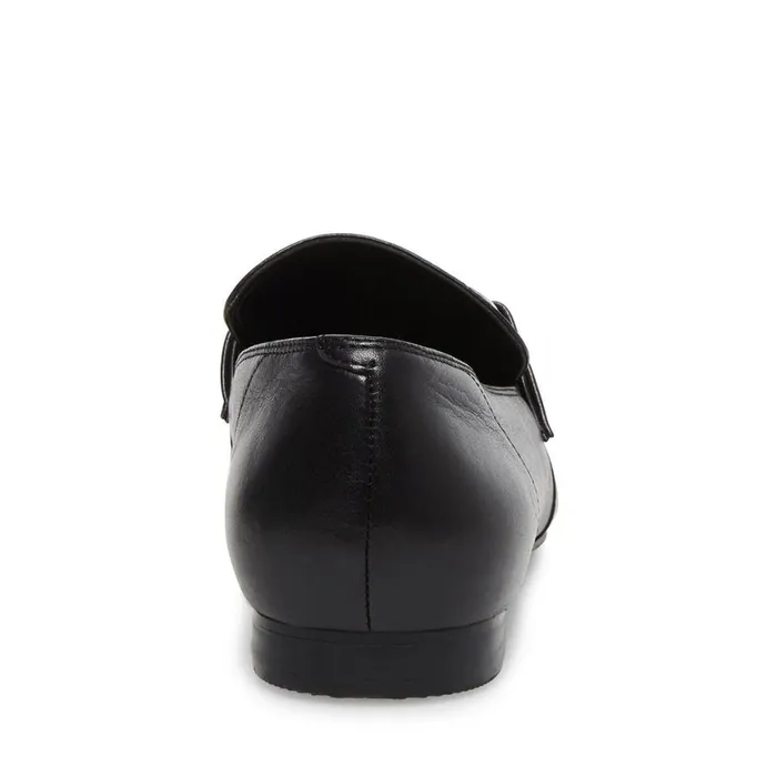 Steve Madden Kensley Black Leather Womens Flats