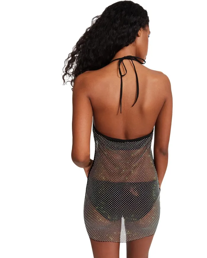 Steve Madden Mesh Rhinestone Dress Black Womens Dresses Steve Madden Mesh Rhinestone Dress Black Womens Dresses
