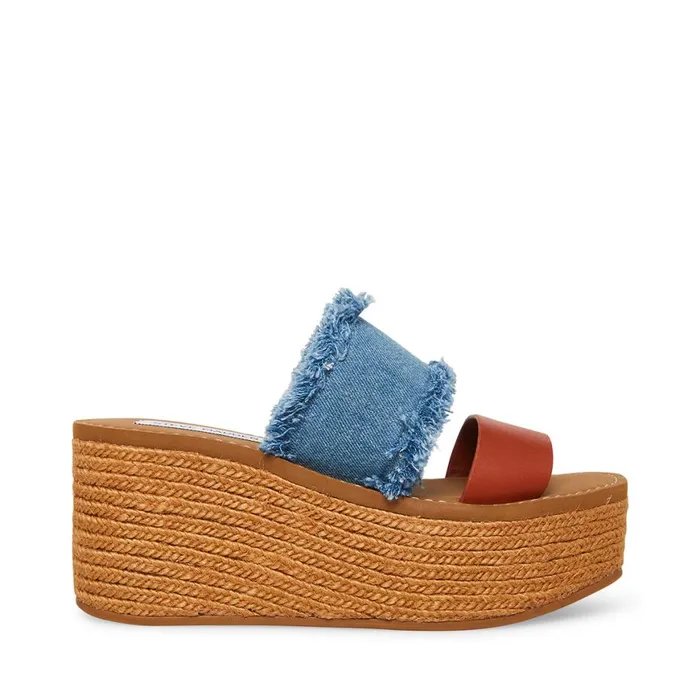 Steve Madden Mindy Denim Multi Womens Wedges