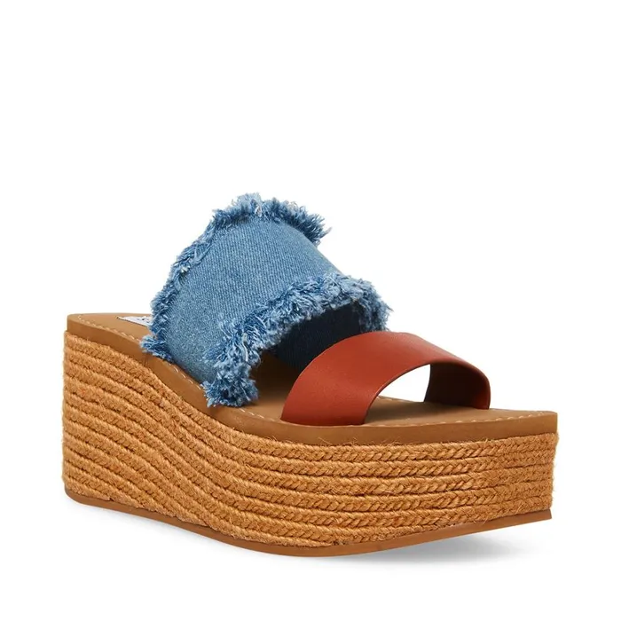 Steve Madden Mindy Denim Multi Womens Wedges Steve Madden Mindy Denim Multi Womens Wedges