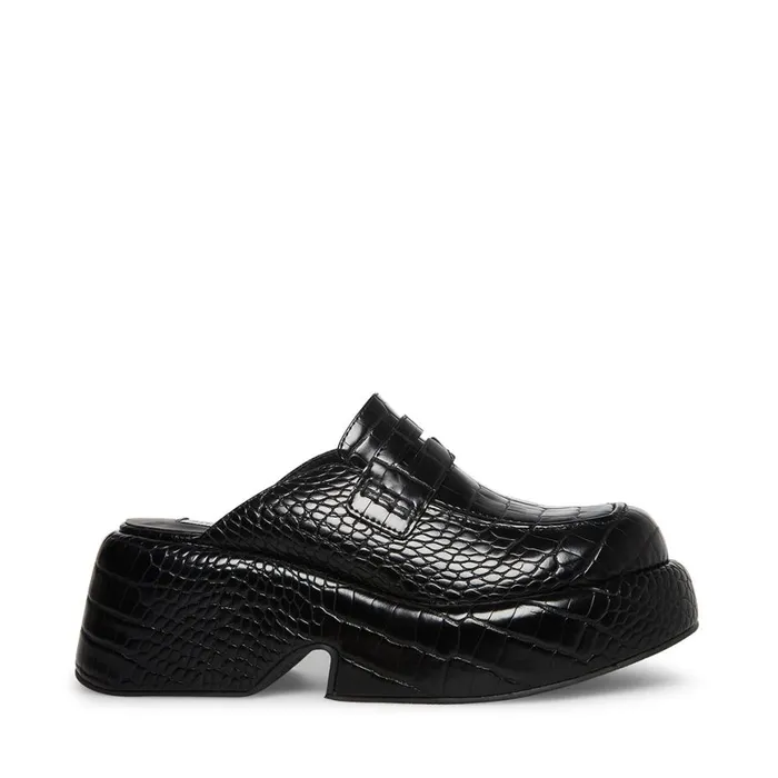 Steve Madden Portia Black Crocodile Womens Loafers