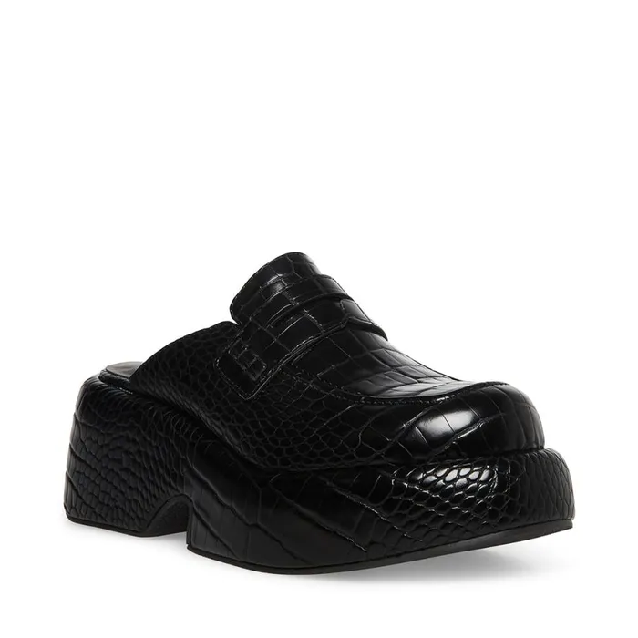 Steve Madden Portia Black Crocodile Womens Loafers Steve Madden Portia Black Crocodile Womens Loafers