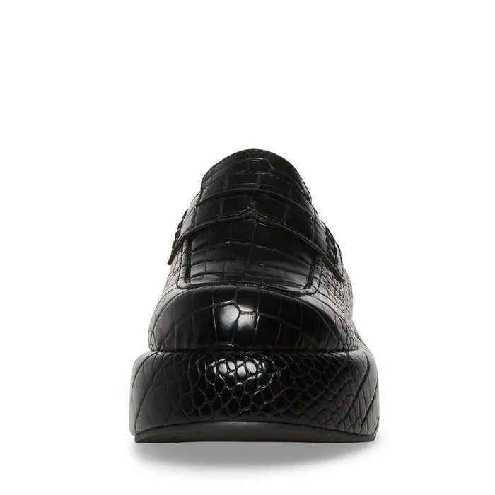 Steve Madden Portia Black Crocodile Womens Loafers Steve Madden Portia Black Crocodile Womens Loafers