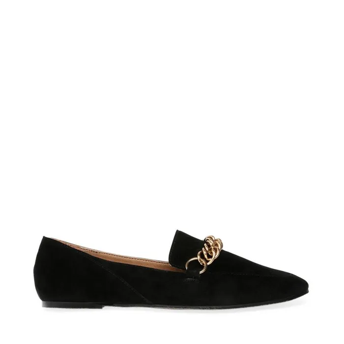 Steve Madden Soprano Black Suede Womens Flats