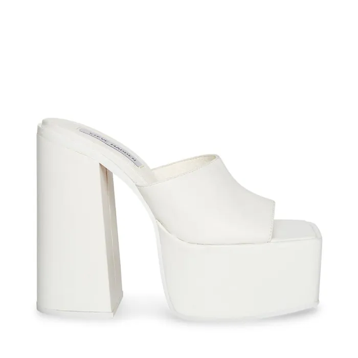 Steve Madden Trixie White Leather Womens Mules
