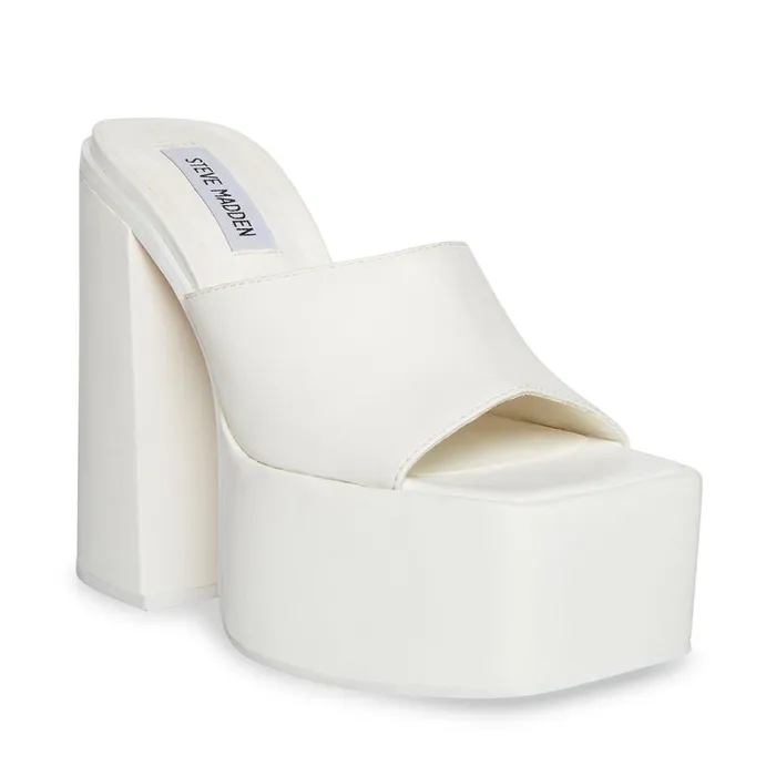 Steve Madden Trixie White Leather Womens Mules Steve Madden Trixie White Leather Womens Mules