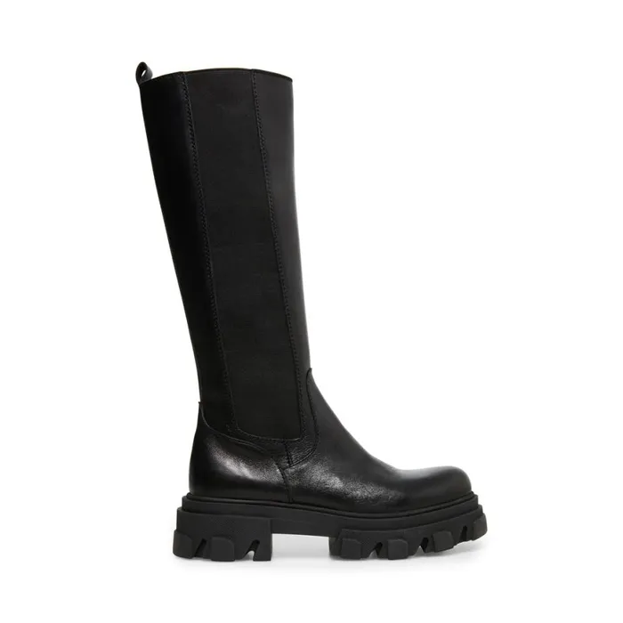 Steve Madden Wayde Black Leather Womens Boots