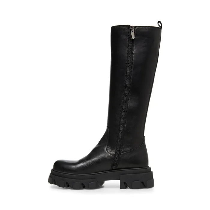 Steve Madden Wayde Black Leather Womens Boots