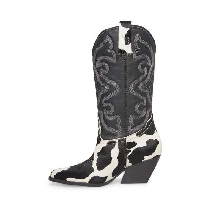 Steve Madden West Blackwhite Black White Womens Boots