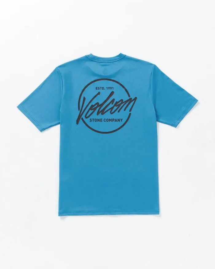 Stone Stamp Short Sleeve Rashguard 8211 Tidal Blue Mens Volcom Rashguards
