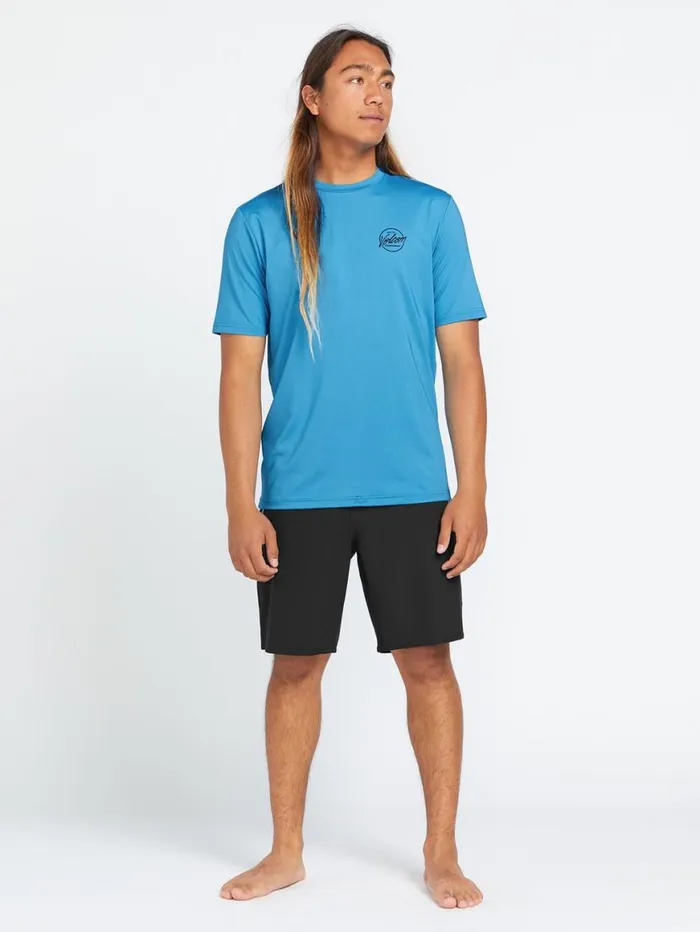 Stone Stamp Short Sleeve Rashguard 8211 Tidal Blue Mens Volcom Rashguards