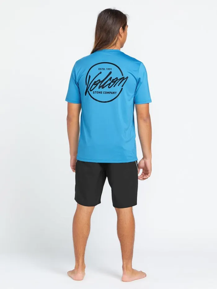 Stone Stamp Short Sleeve Rashguard 8211 Tidal Blue Mens Volcom Rashguards