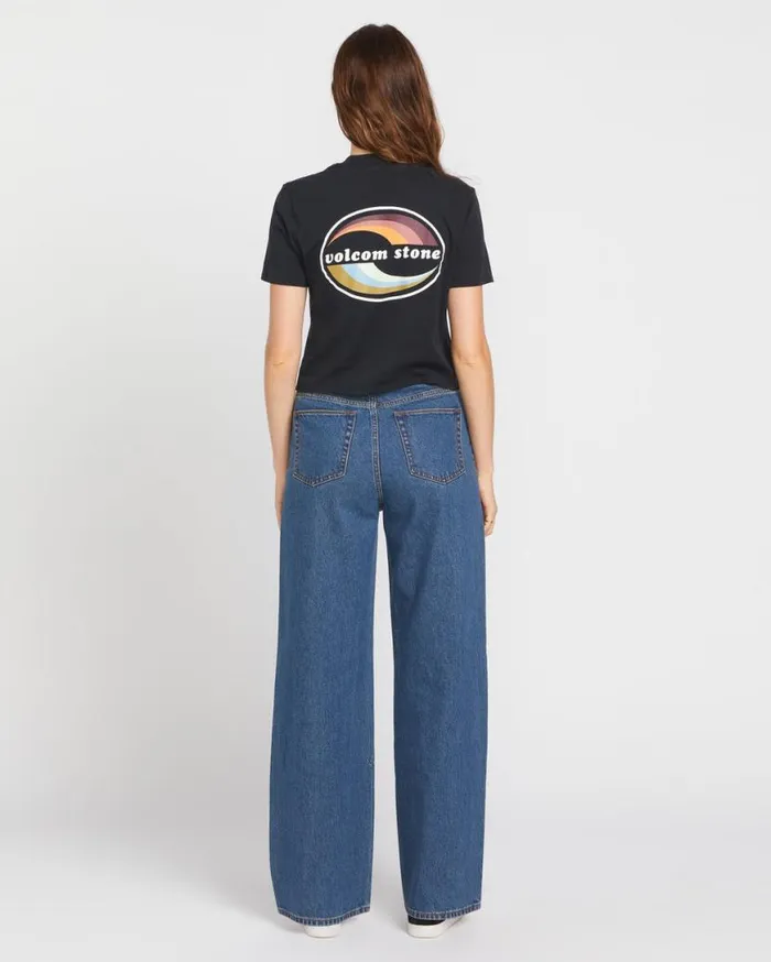 Stoned Boyfriend High Rise Jeans Indigo Ridge Wash Womens Volcom Bottoms