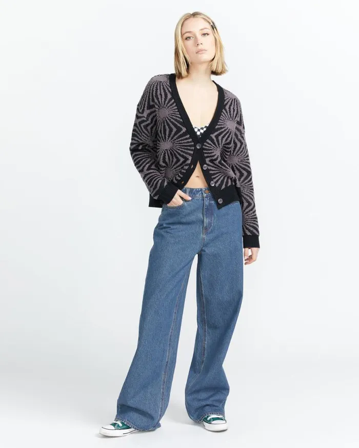 Stoned Boyfriend High Rise Jeans Indigo Ridge Wash Womens Volcom Bottoms